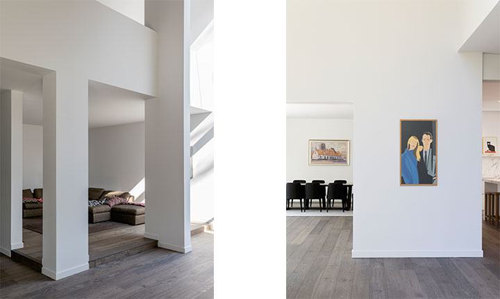 Villa K — gevel van de gerenoveerde woning met nieuwe aanbouw